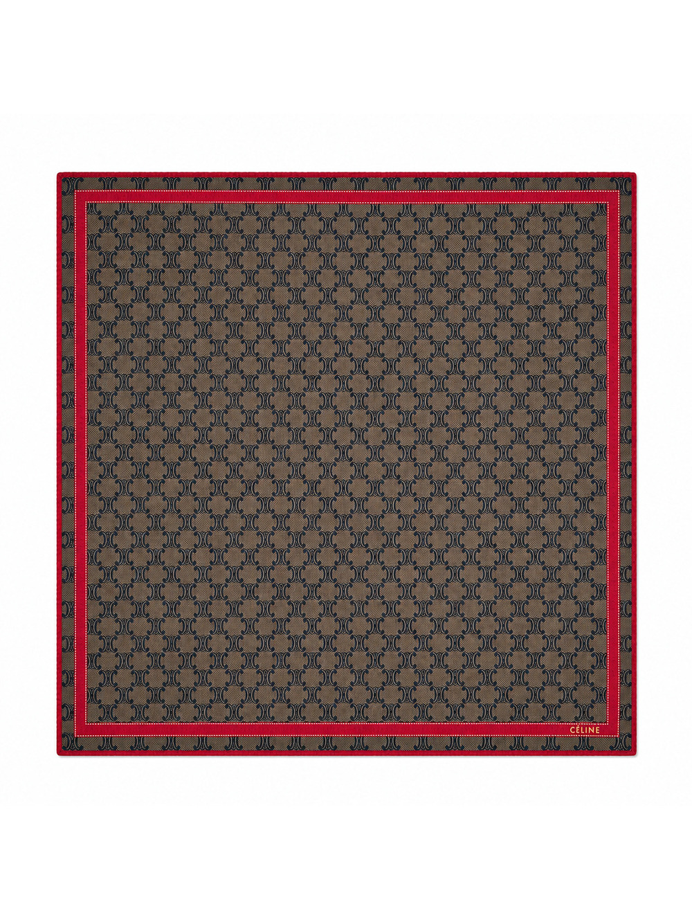 Celine Triomphe Monogram Square Scarf 19” – Brown & Red